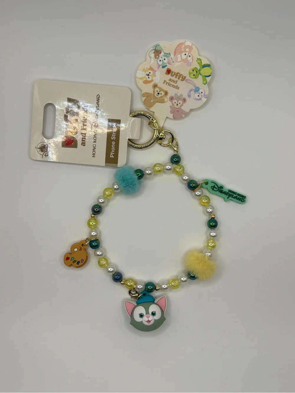 Disney HK Disneyland Duffy & Friends Beaded Gelatoni Cat Phone Strap Keychain